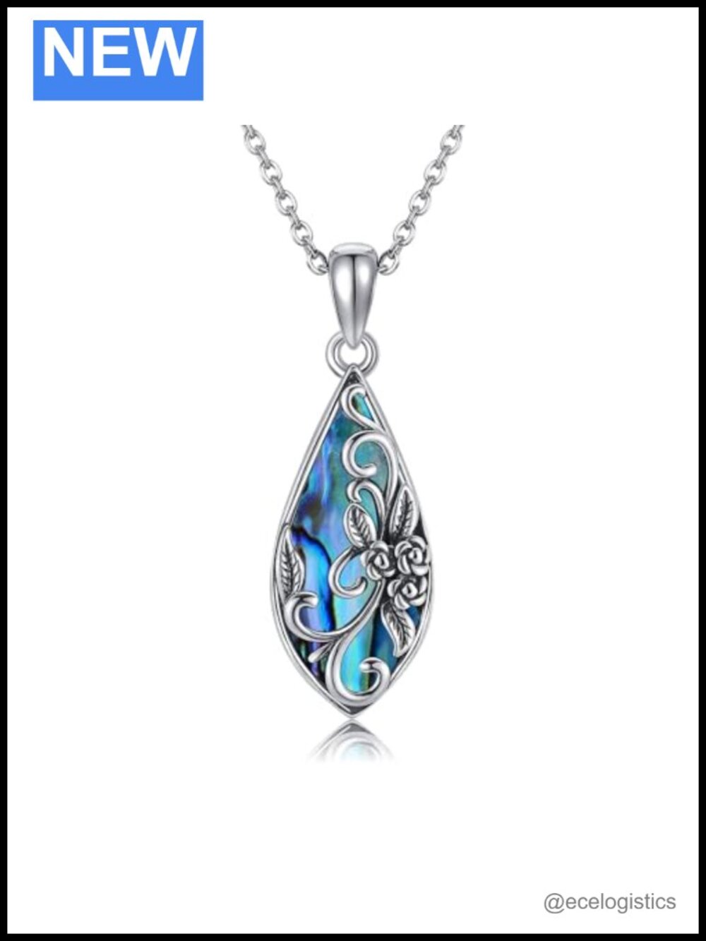 925 Sterling Silver Rose Flower Pendant Necklace